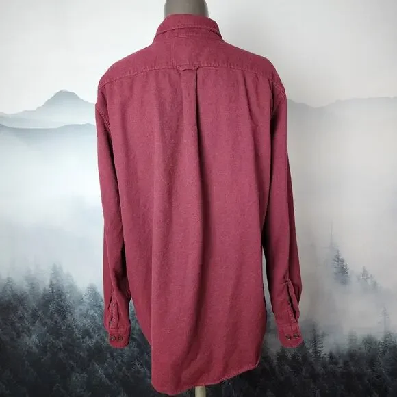 Land's End Big Casual Button Down Maroon Cotton Shirt | Men's XXL/T - Picture 8 of 15